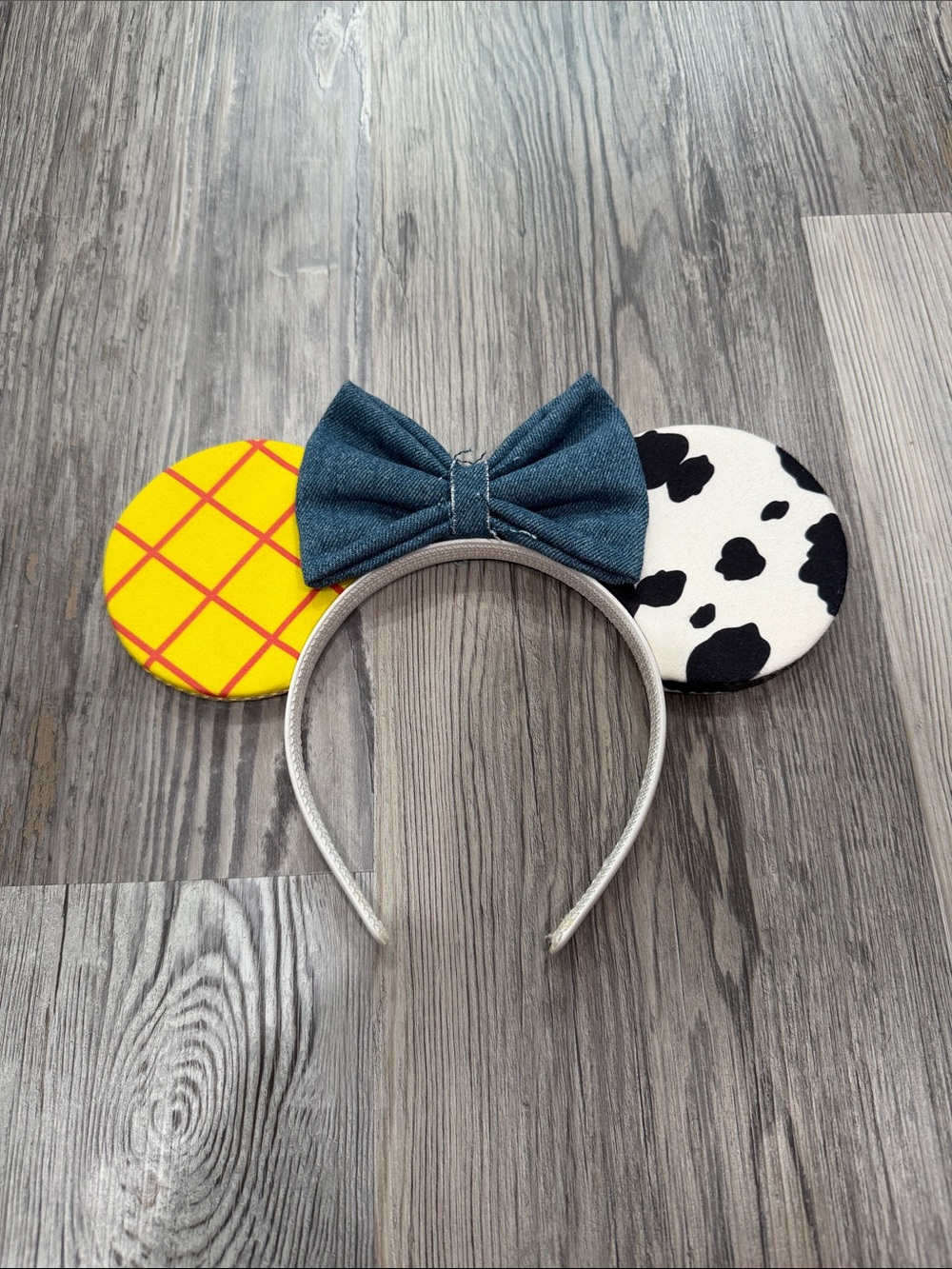Woody from Toy Story Themed Mouse Ear Headband with Denim Bow